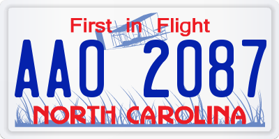 NC license plate AAO2087