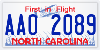 NC license plate AAO2089