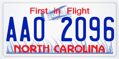 NC license plate AAO2096