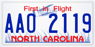 NC license plate AAO2119