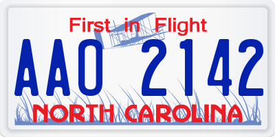 NC license plate AAO2142