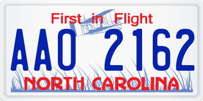 NC license plate AAO2162