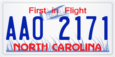 NC license plate AAO2171