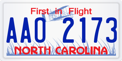 NC license plate AAO2173