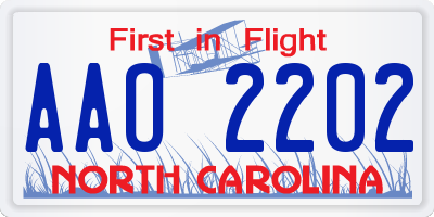 NC license plate AAO2202