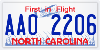 NC license plate AAO2206