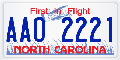 NC license plate AAO2221