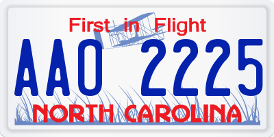 NC license plate AAO2225