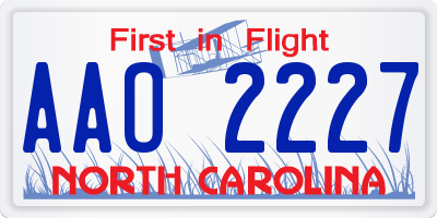 NC license plate AAO2227