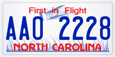 NC license plate AAO2228