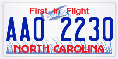 NC license plate AAO2230
