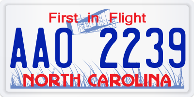 NC license plate AAO2239