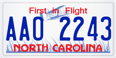 NC license plate AAO2243