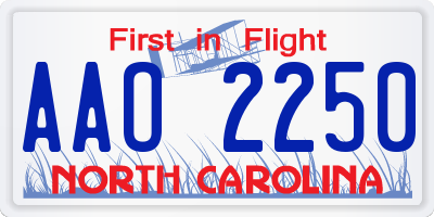 NC license plate AAO2250
