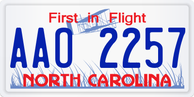 NC license plate AAO2257