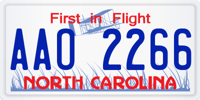 NC license plate AAO2266