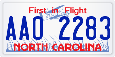 NC license plate AAO2283