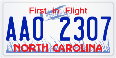 NC license plate AAO2307