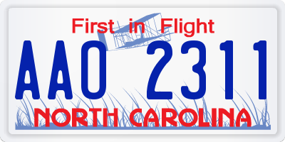 NC license plate AAO2311