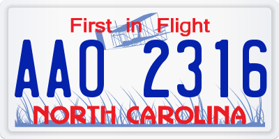 NC license plate AAO2316