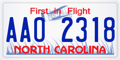 NC license plate AAO2318