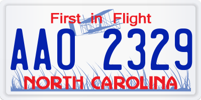 NC license plate AAO2329