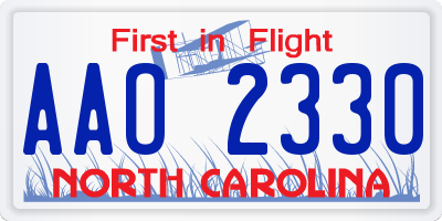 NC license plate AAO2330