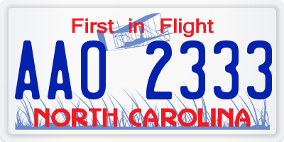 NC license plate AAO2333