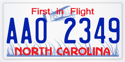 NC license plate AAO2349