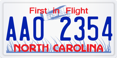 NC license plate AAO2354