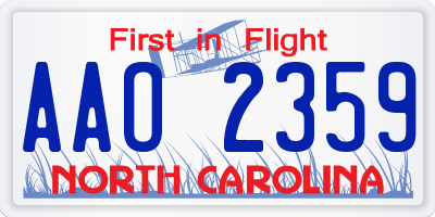 NC license plate AAO2359