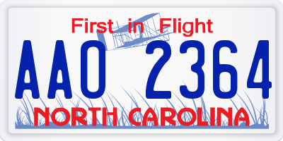 NC license plate AAO2364