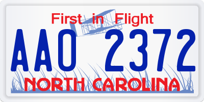 NC license plate AAO2372