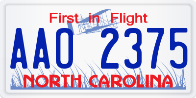 NC license plate AAO2375