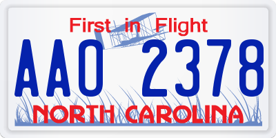 NC license plate AAO2378