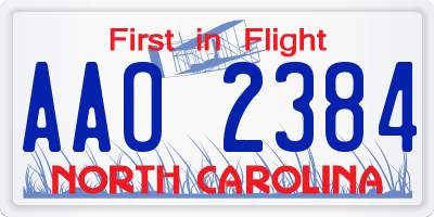 NC license plate AAO2384