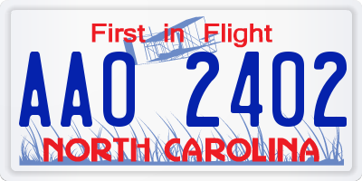 NC license plate AAO2402