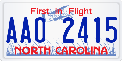 NC license plate AAO2415