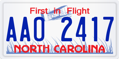 NC license plate AAO2417