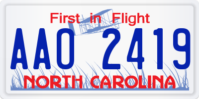 NC license plate AAO2419