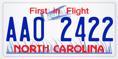 NC license plate AAO2422