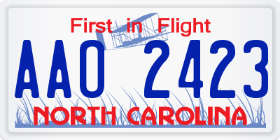 NC license plate AAO2423