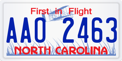 NC license plate AAO2463