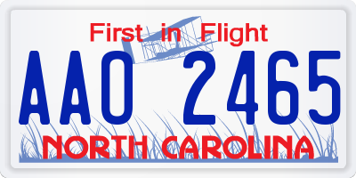 NC license plate AAO2465