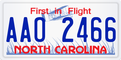 NC license plate AAO2466