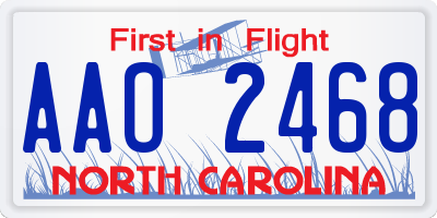 NC license plate AAO2468