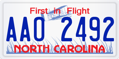 NC license plate AAO2492