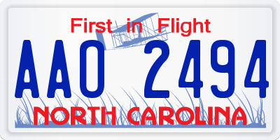 NC license plate AAO2494