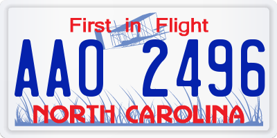 NC license plate AAO2496