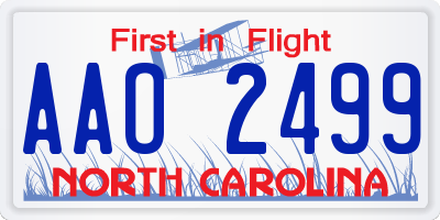 NC license plate AAO2499